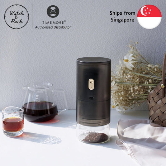 Timemore Grinder Go Electric Coffee Grinder Capacity 60g with E&B Stainless Steel Conical Burr, Adjustable Setting - Watch&Puck